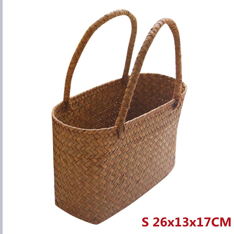 Home Shopping Basket Hand Vegetable Basket Decorative Woven Basket Flower Arrangement Basket Imitating Rattan Picnic Bag