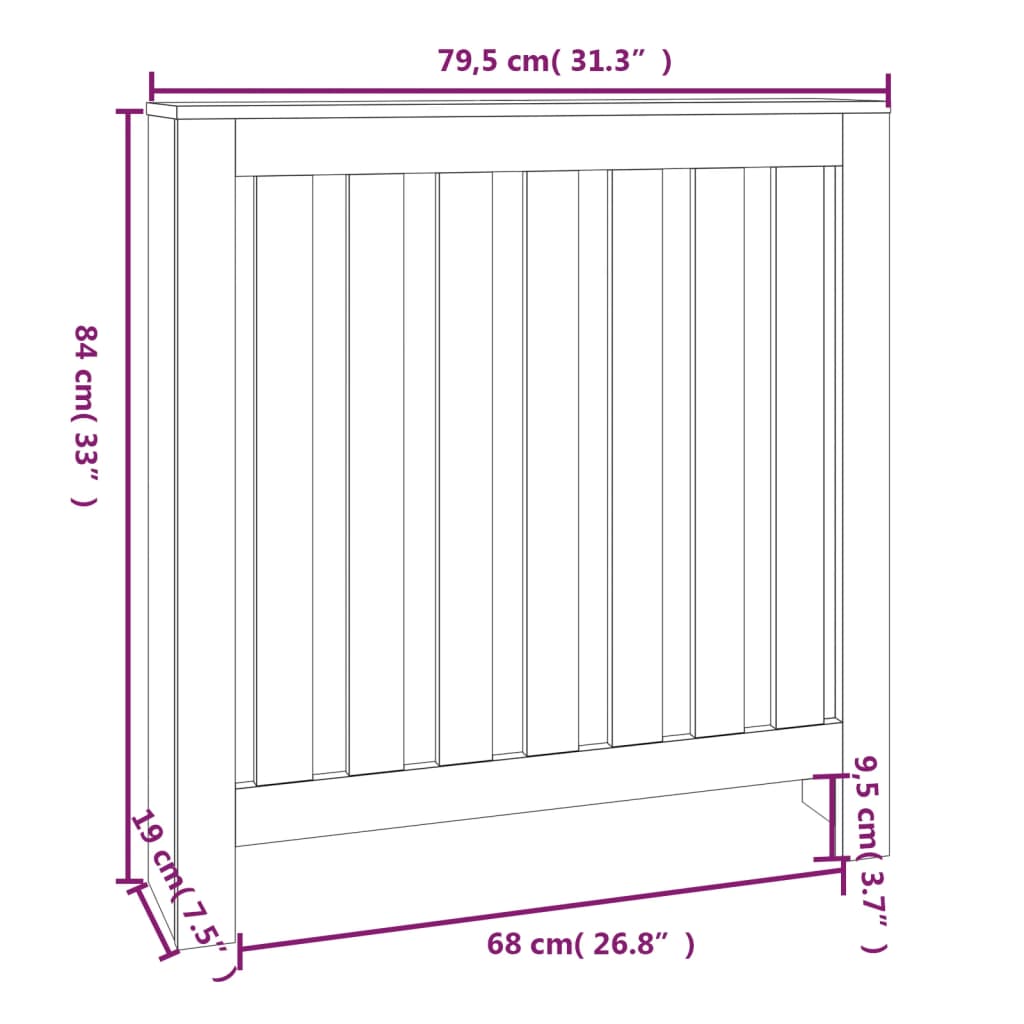 Vidaxl Radiator Cover, 79.5X19X84 Cm, Solid Pine Wood