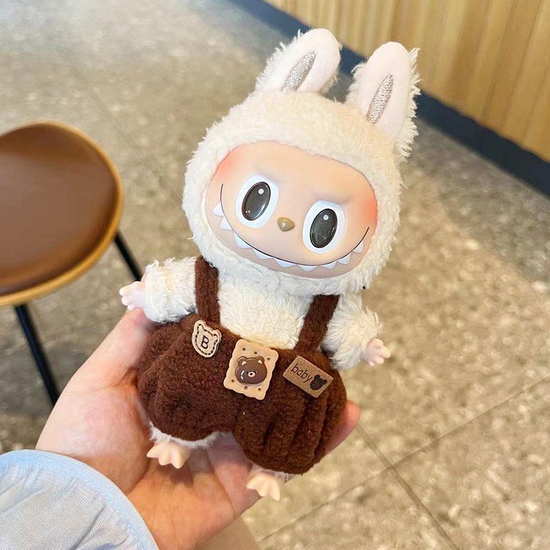 17cm Labubu Doll Clothes: Ice Cream Overalls - Cute Pendant Blind Box