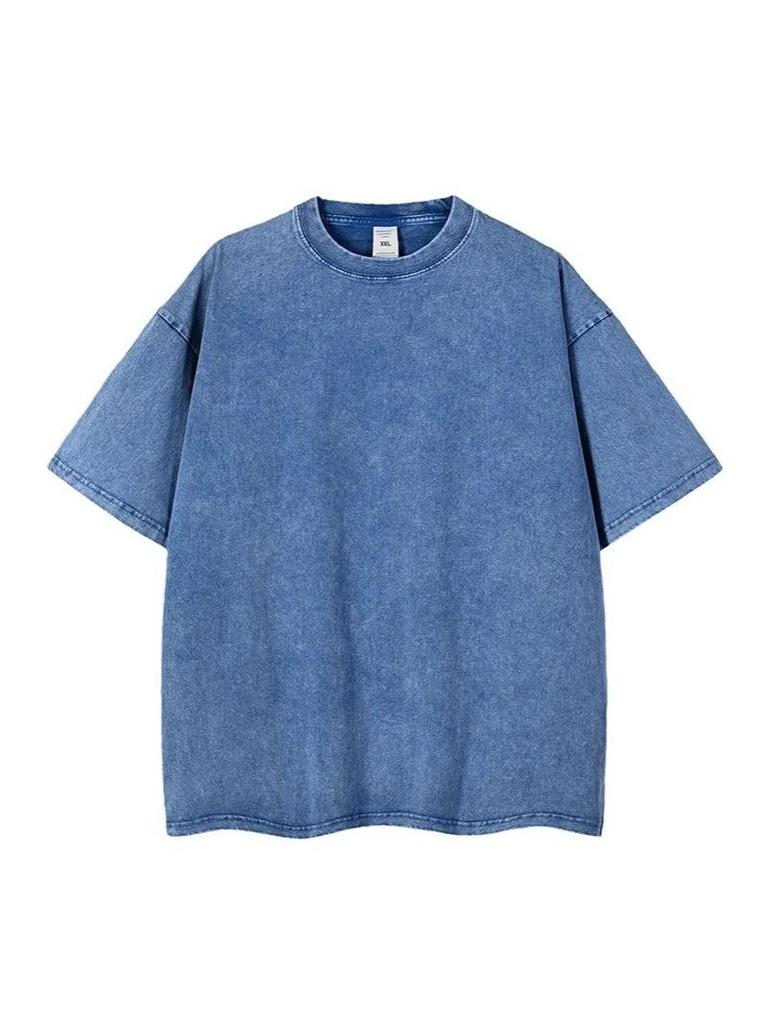 European & American 230g Distressed Loose T-Shirt, Drop Shoulder, High Street Trend, Short Sleeve.