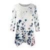 Women's Fashion Casual Crew-neck Floral Print Seven-point Sleeve Shirt Belted Loose Comfortable Top