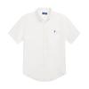 Polo Haftowane Logo Guziki Krótki Rękaw Dopasowany Krój Koszula Męskie koszule Biały 710968912-008