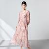 Mulberry silk dress women's summer silk floral slim and thin flower language georgette French long dress temperament young