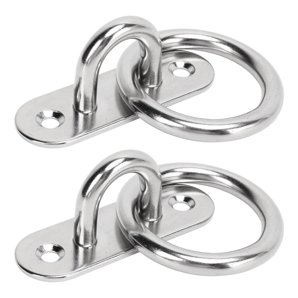 2pcs Stainless Steel Pad Eye Plate High Strength Highly Polished Heavy Duty Pad Eye Plate with Round Rings for Marine