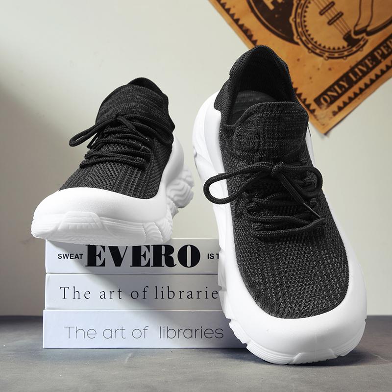 Popular Men's Casual Shoes Fly-woven Breathable Fashion Socks Shoe Thick-soled Non-slip Student Trendy Shoes Mens Sports Shoe