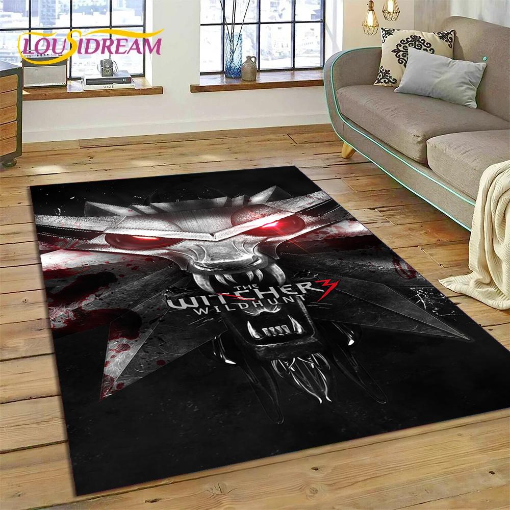 Tappeto The W-Witcher 3 Game Wild Hunt per Soggiorno Camera da Letto Decorazione Casa, Tappetino Antiscivolo Decorazione per Divano Zerbino