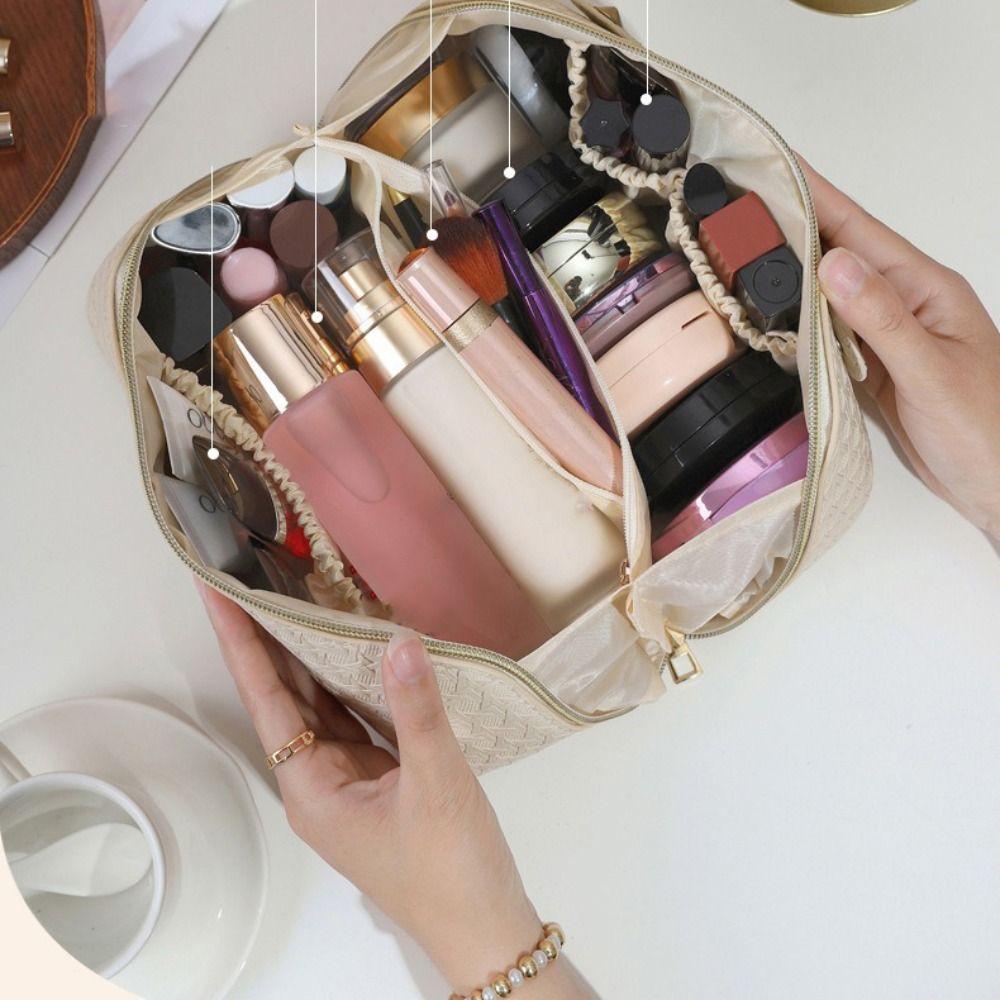 Large Capacity Cosmetic Bags Pu Leather Ladies Storage Bag Travel Makeup Case  Toiletry Bag