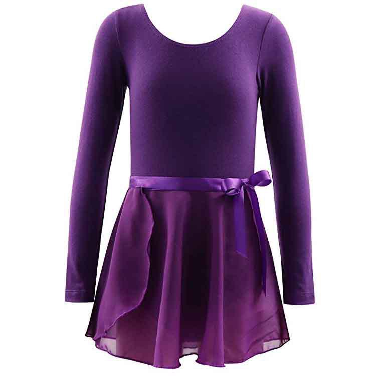 Children's Spring/Summer Long Sleeve Cotton Ballet Leotard Two-Piece Set