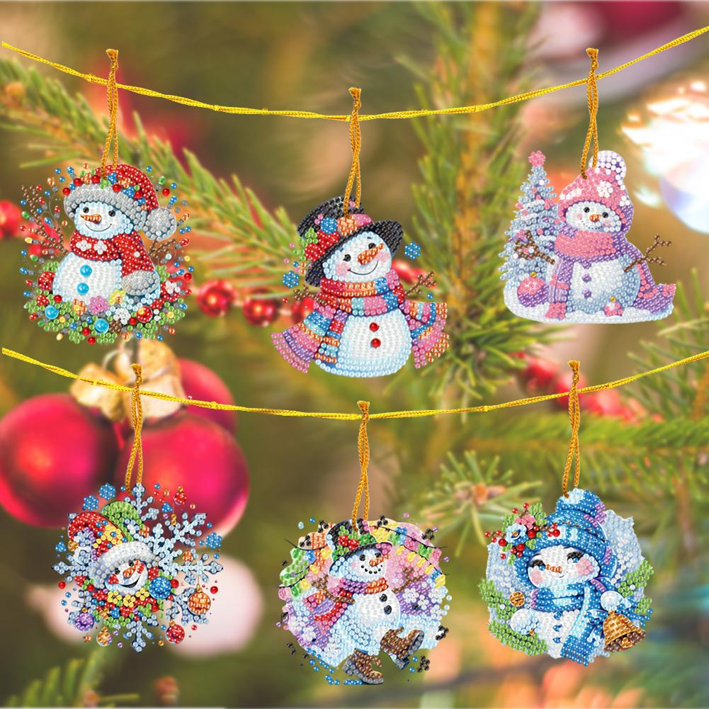 15pcs Xmas Theme 2D Flat DIY Hanging Diamond Art Kits Double Sided Drill Diamond Art Pendant Window Hanging Art for Home Decor