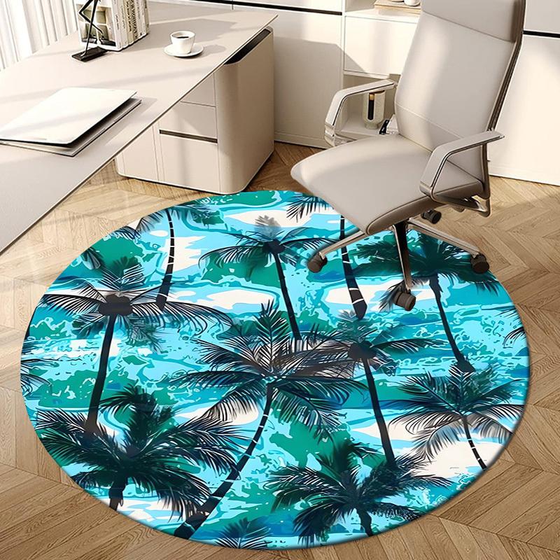 1pc Office Carpet Chair Mats Tropical Palm Trees Beach Scene Perfect for Decorating Office Chairs, Living Rooms, Or Bedrooms
