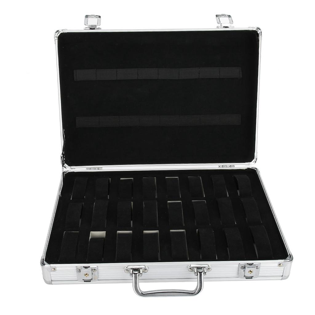 24 Grids Aluminum Alloy Suitcase Watch Display Storage Box Watch Organizer Case