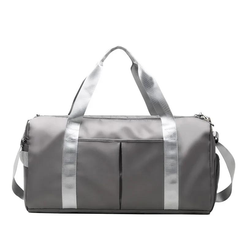 Outdoor Waterproof Nylon Sports Gym Bags Men Women Training Fitness Travel Handbag Yoga Mat Sport Bag with Shoes Compartment