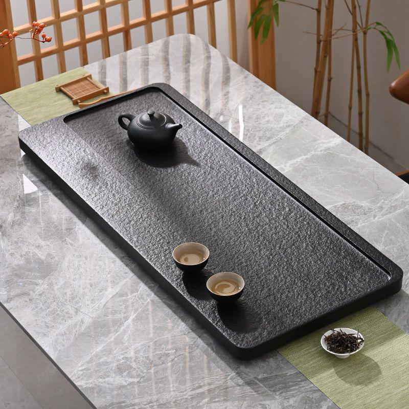 Modern Wujin Stone Tea Tray - Large Natural Piece for Kung Fu Tea Set 40x20x3cm