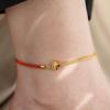 2024 Trendy Red String Anklet: 3D Titanium Steel Fortune Tag, Non-Fading Luxury for Women