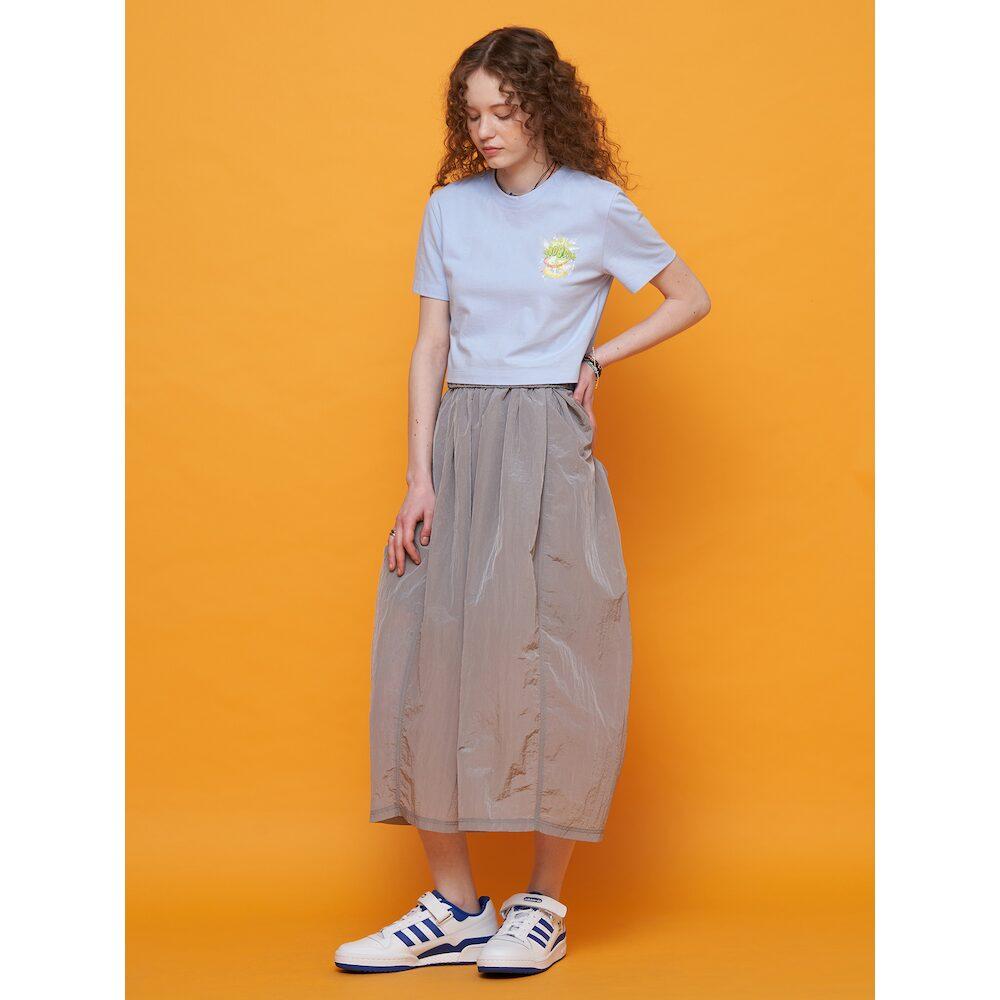 Saendeusaundeu Graphic Crop Sleeve Tshirts Light Blue