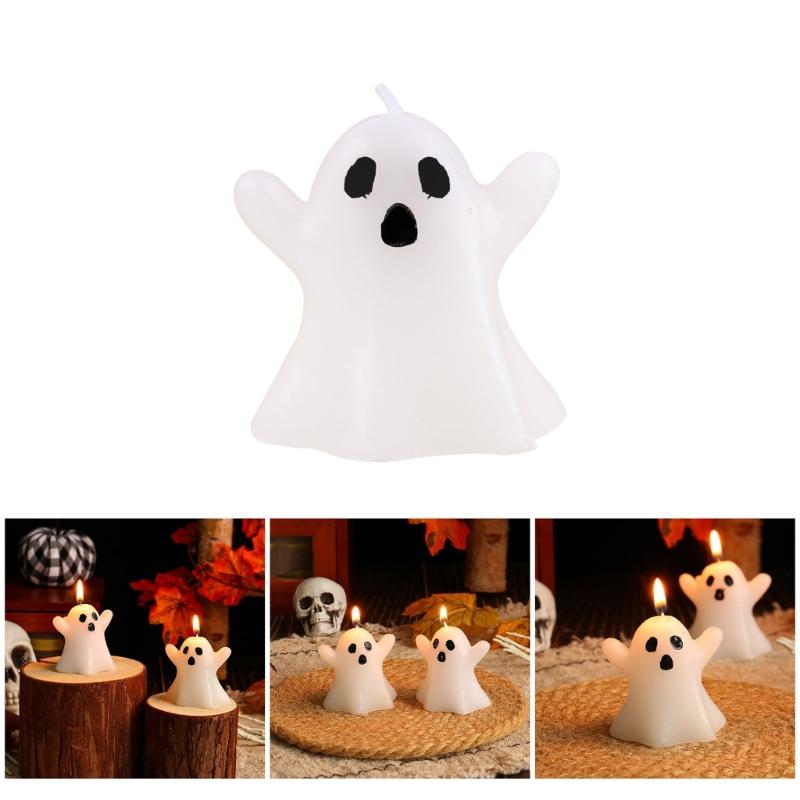 Pack of 10 Funny Ghostly Shape Candle for Halloween Festivities Party Paraffin Wax Candle Table Centerpieces Decoration