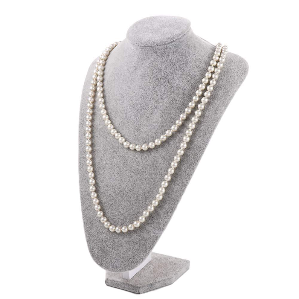 French Vintage Women Choker Korean Style Long Necklace Clavicle Chain Imitation Pearl Sweater Chain