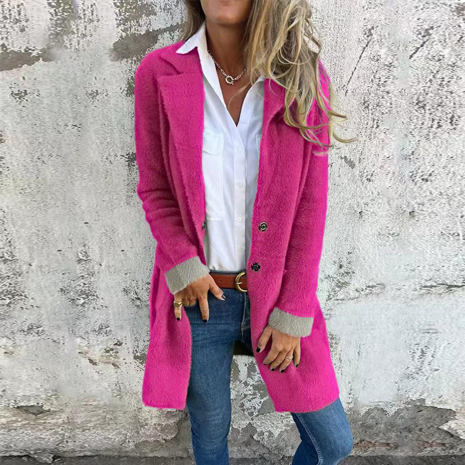 

Женские пальто Однобортное пальто-тренч Модные А-силуэта Осенне-зимние куртки XXXL