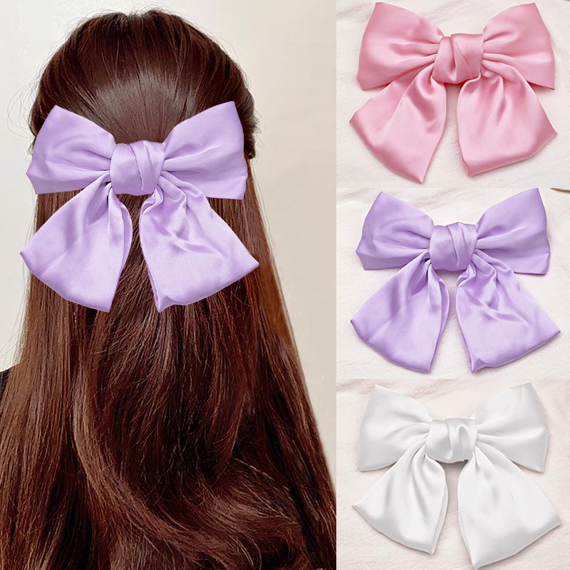 Frauen Elegante Schleife Haarspangen Einfarbig Satin Schleife Clips Mädchen Koreanische Fee Haarnadeln Party Kopfschmuck Haaraccessoires