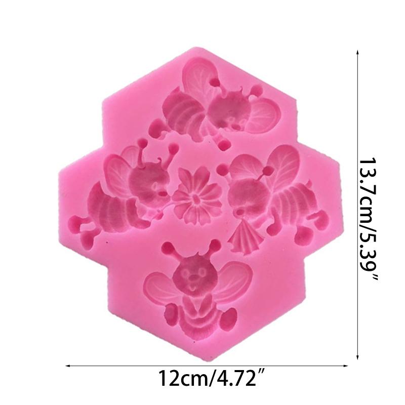 4 Cells Bee Shaped Silicone Fondant Molds Baking Moulds Clay Mould Cake Decorating Tools Cake Decor Candy Jewelry Moulds