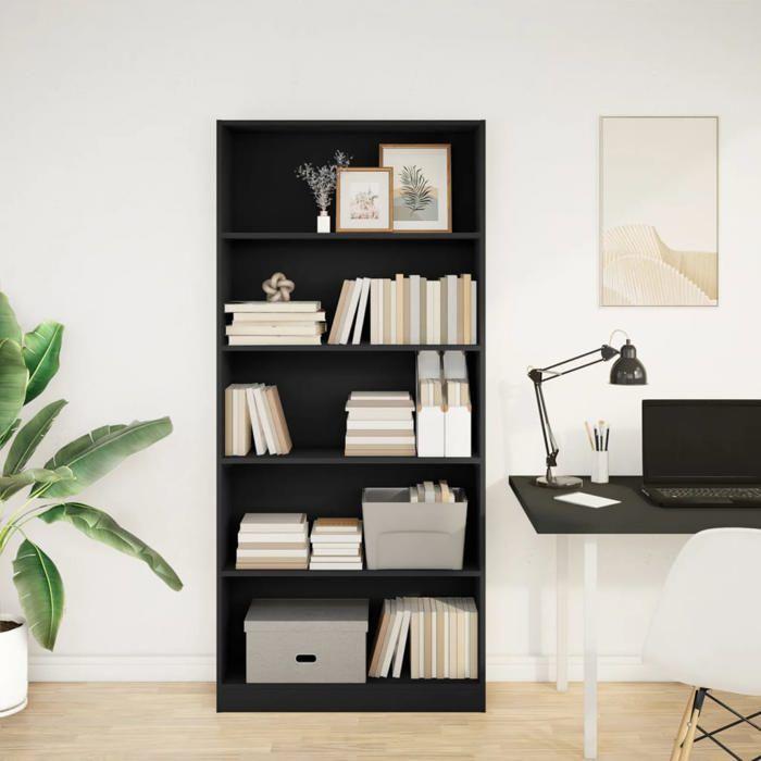VidaXL Bookcase Black 80x24x176 Cm Engineered Wood, Bookshelf, Book Holder, Book Support, Cabinet of 857854