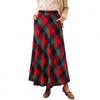 Women's Retro Plaid Maxi Skirt, High-Waisted, Fashionable Casual A-Line Pleated Plaid Floor-Length Skirt