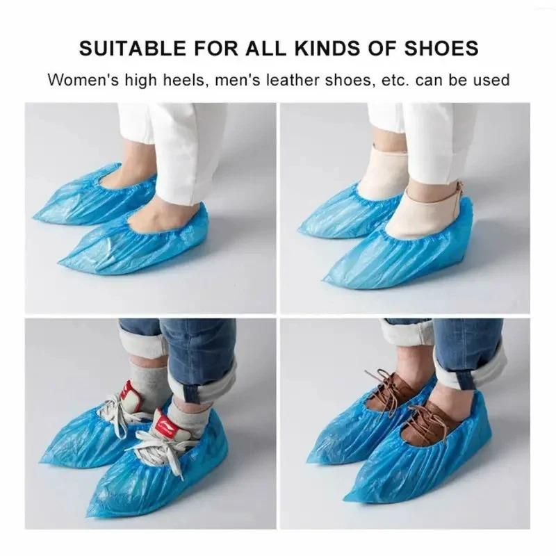 100/300PCS Disposable Waterproof Shoe Cover Plastic Non-slip Foot Cover Indoor PE Padded Shoe Cover
