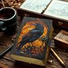 Grimoire Leather Journal, Gothic Notebook Crow Spell Book of Shadows, Vintage Witch Diary Gift for Women, Halloween Gifts