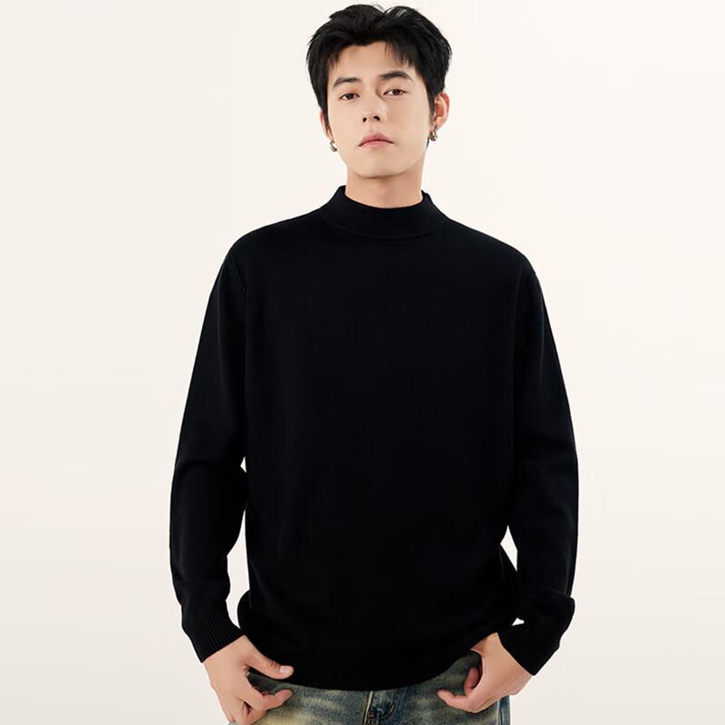 MINISO Men's Plush Half-High Neck Knit Sweater