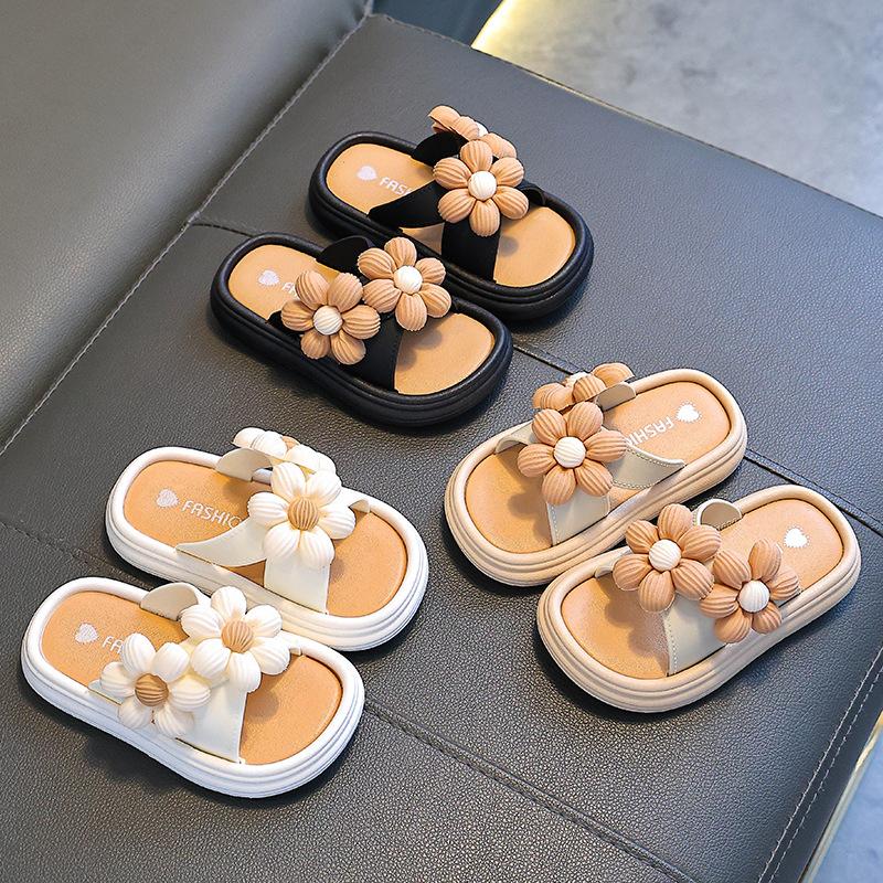 Girls' Summer Non-Slip Soft Sole Bathing Parent-Child Big Girl Princess Petal Fashion Outdoor Sandals