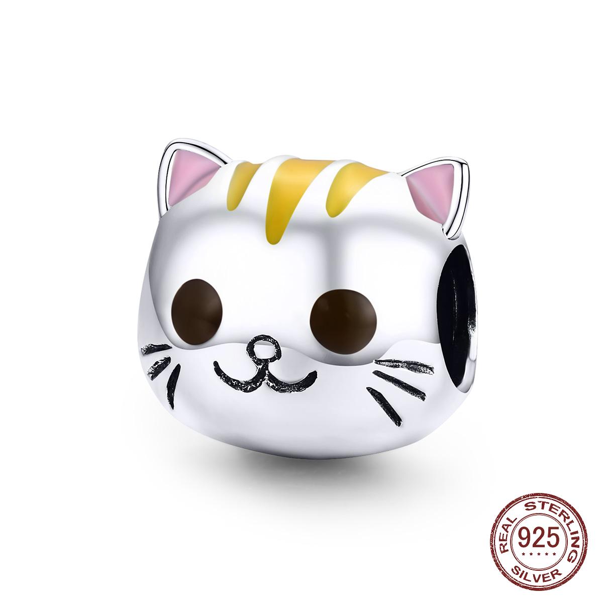 

925 Стерлинг Серебряный Прекрасный Котенок Бисеры подходят Charms Браслеты