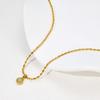 Simple Temperament Dongling Jade Green Bean Titanium Steel Necklace Jade Bead Chain Retro Collarbone Chain Female