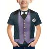 Summer Round Neck 3D False Two-piece Printed Top Role Playing Costume Fashionable Casual Short Sleeved Children's Boy T-shirts