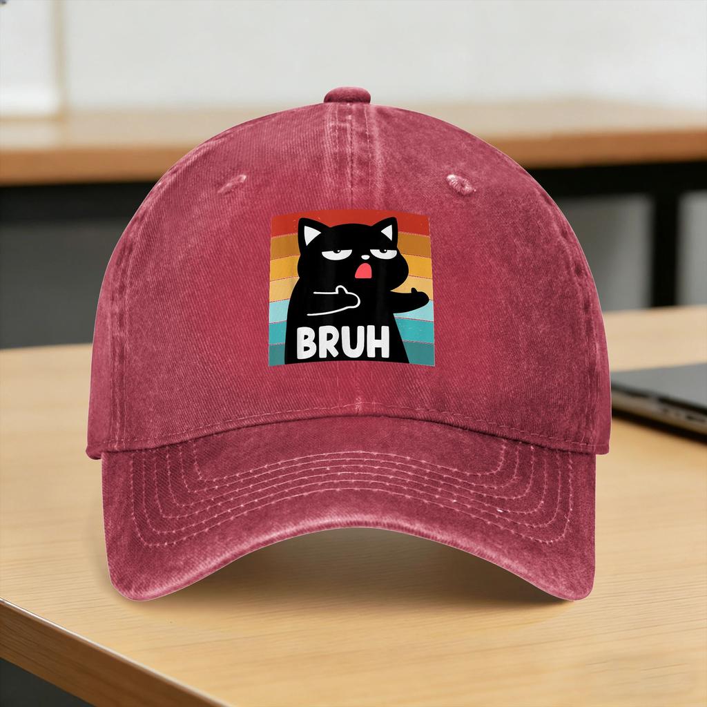 Baseball Cap Funny Meme Saying Bruh Cat Summer Casual Trucker Hat  Couple Women Design Outdoor Sport High Quality Baseball Caps