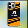 Custodia per telefono O-Oscar Piastri 81 per iPhone 16,15,14,13,12,11,Mini,Pro,SE,MAX Grigio Opaco Silicone Copertura Nera