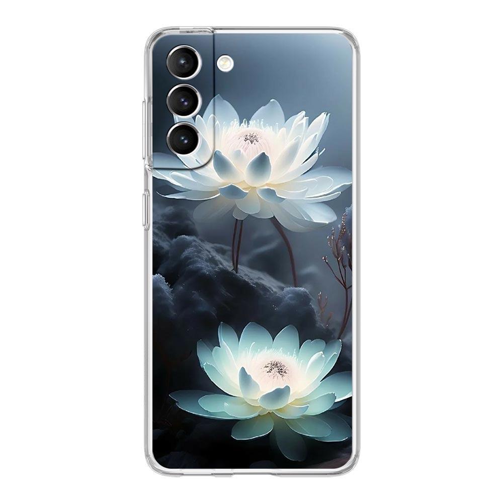 Phone Case For Samsung Galaxy S25 S24 S23 FE S22 Ultra S20 S21 5G S10 S9 Plus S10E S8 Soft Clear Cover Luxury Lotus Flower