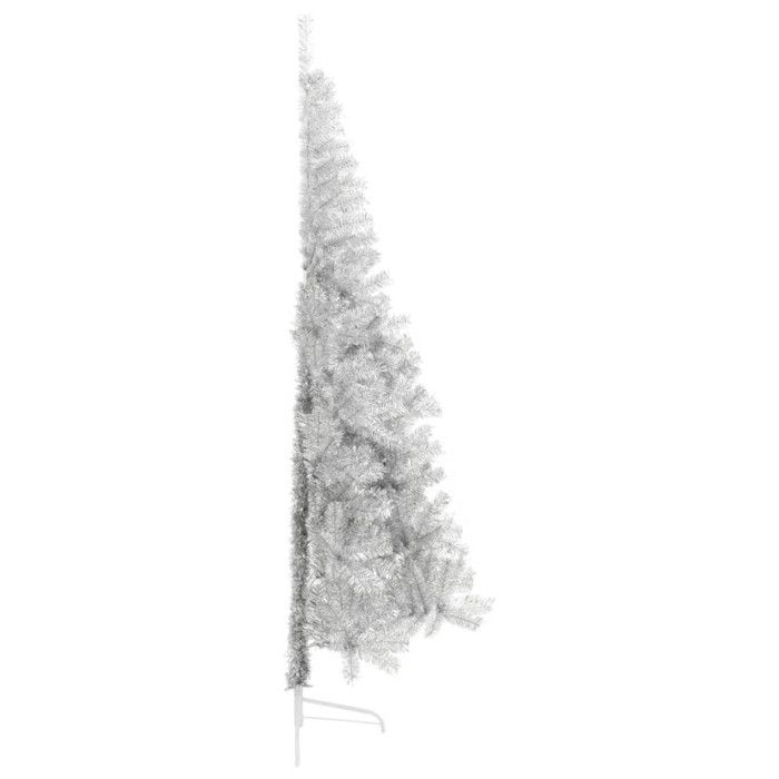 VidaXL Demi sapin de Noël artificiel avec support argenté 210 cm PET 344698