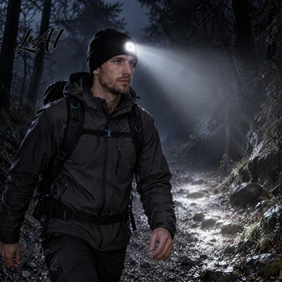 Hands Free LED Hat for Daily Life Knitted with Detachable Light Rechargeable Warm Winter Cap Outdoor Sports Built in Flashlight Safety Illumination
