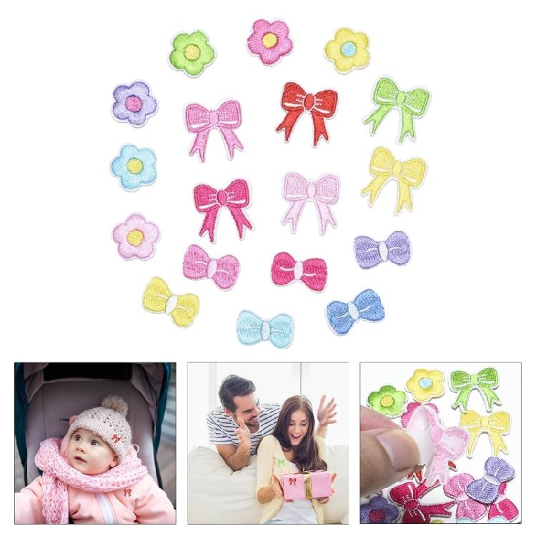 18 peças Patches Bordados de Desenho Animado Laço Adolescente Bordado Patches de Reparo para Artesanato e Decoração de Vestuário