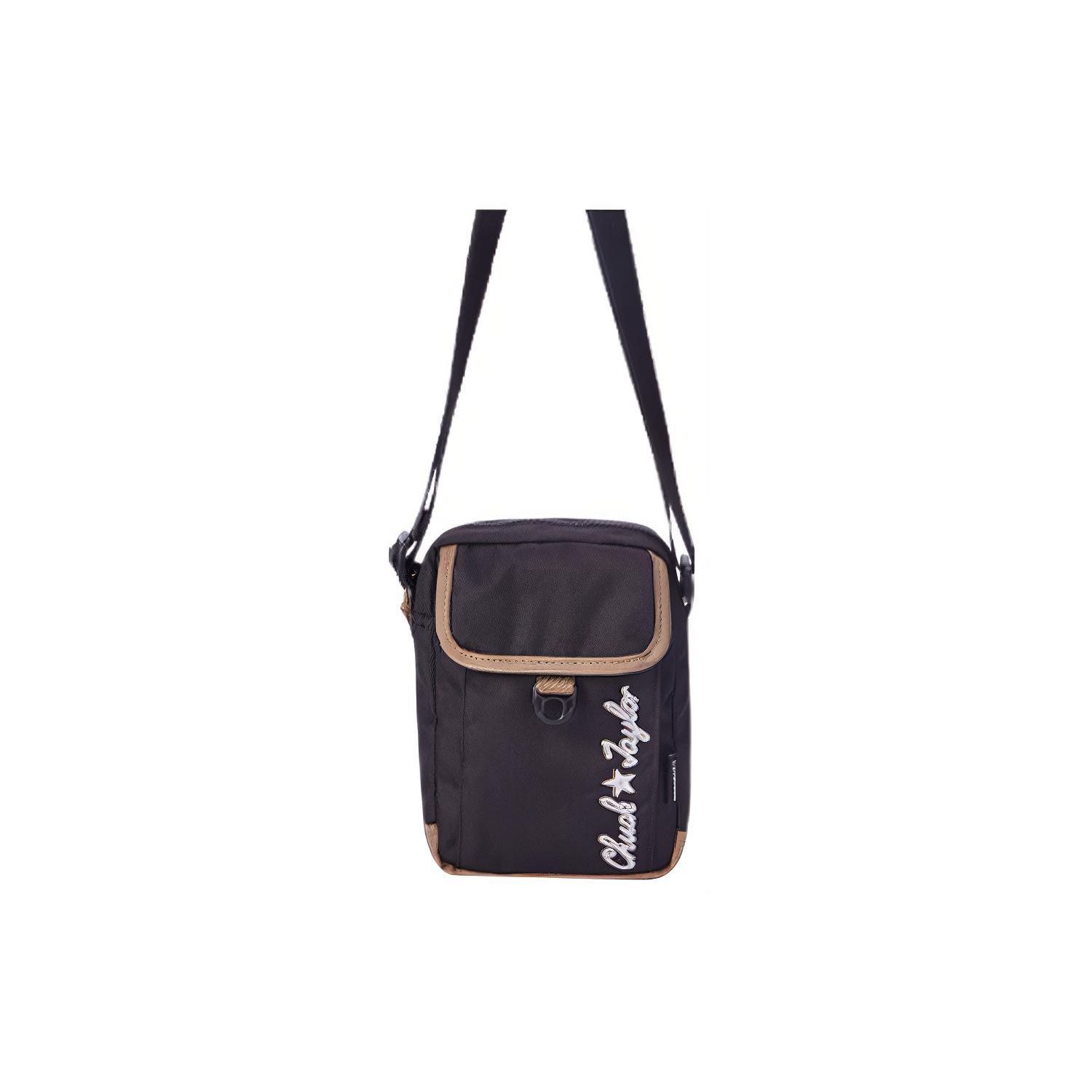 Converse Embroidered Logo Flap Closure Polyester Shoulder Crossbody Bag Unisex bags 10023825001 Black