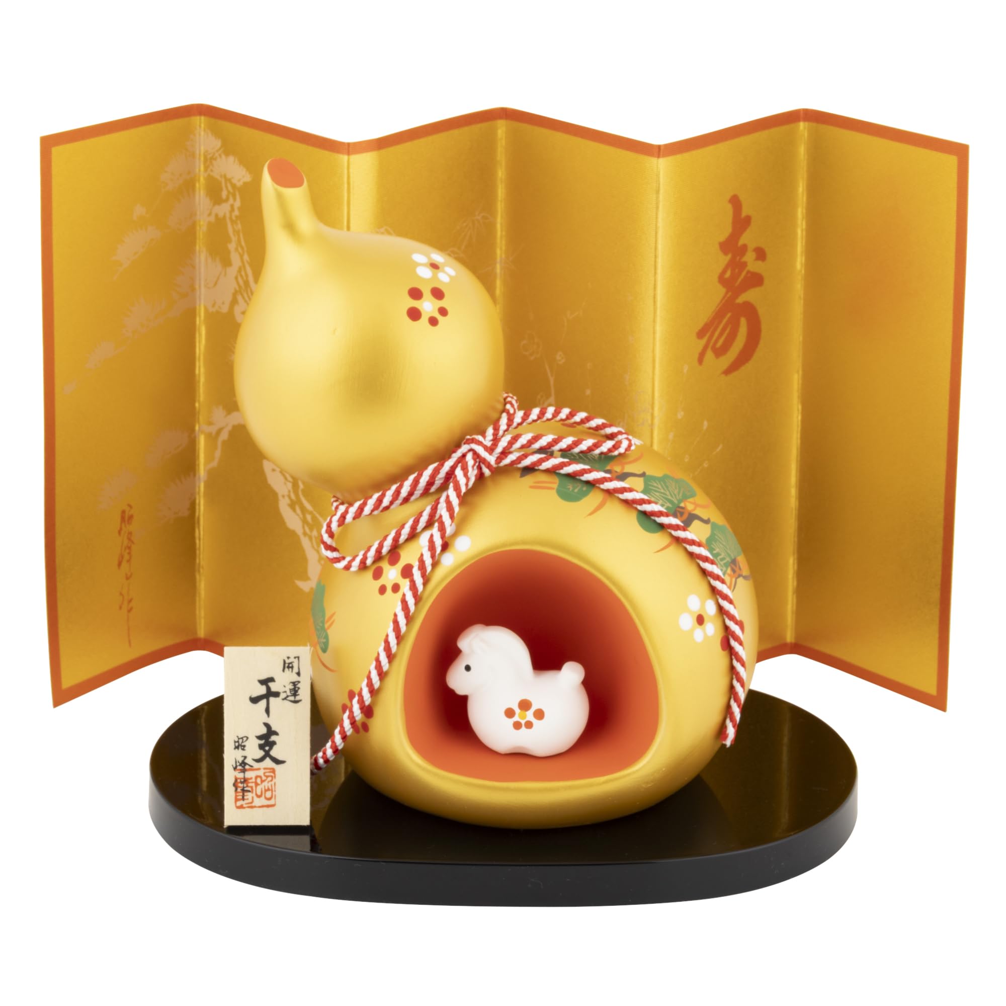 

Seto Pottery Company 2026 Zodiac Figurine - Compact Horse Figurine - New Year s Decoration - Good Fortune - Gold-decorated Gourd-shaped Lucky Horse -