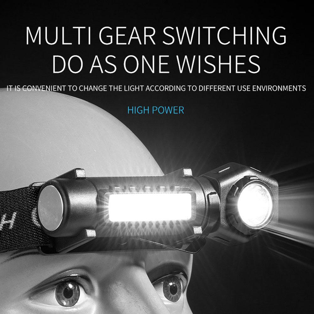 LED COB Flashlight USB Charging Waterproof Rechargeable Head Headlamp Multifunctional 5W/1600mAh Lightweight for Running Cycling