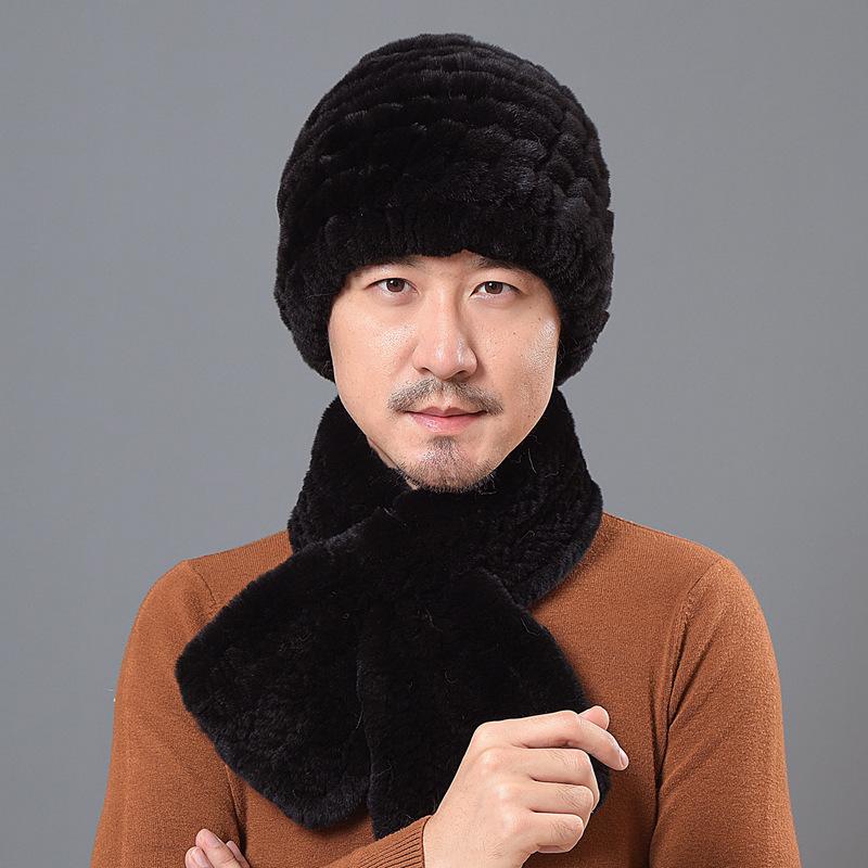 Fur hat medium old men autumn and winter thickened warm old man Rex rabbit hair hat dad cap winter