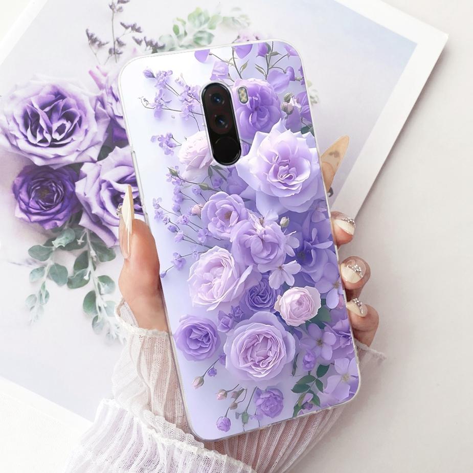Para Xiaomi Pocophone F1 Funda Lujo Lazo Flores Pintadas Cubierta 6.18'' Suave TPU Funda para Teléfono Para Xiaomi Poco F1 PocoF1 Fundas Bumper