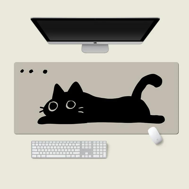 Cute Black Cat Mouse Pad Girl Large Computer Office Game Table Mats XXL Rubber PC Keyboard Mousepad Anti-slip Long Desk Pads