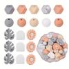 55PCS daisy silicone bead set, featuring leaves and arches, suitable for DIY jewelry, keychains, bracelets, and handmade items