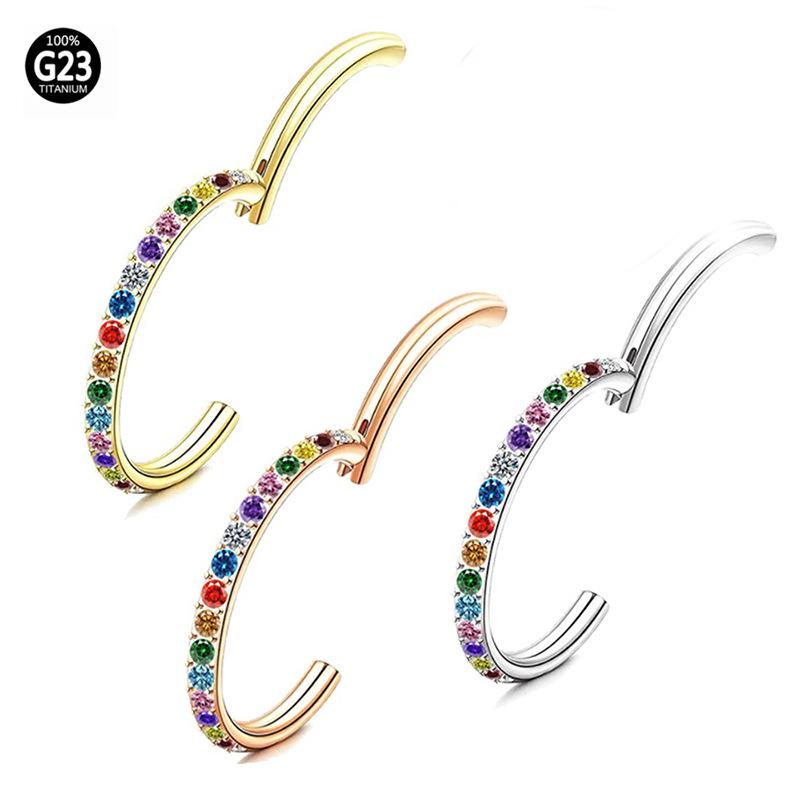 2024 Vibrant Rhinestone Nose Ring & Ear Cuff - Exclusive G23 Titanium Punk Style