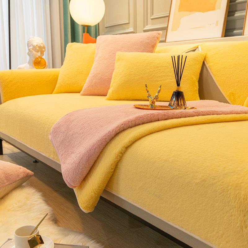 Rabbit Plush Sofa Cushion Thickened Warm Four Seasons Universal Sofa Cover New Nordic Plush Cover Cloth Towel