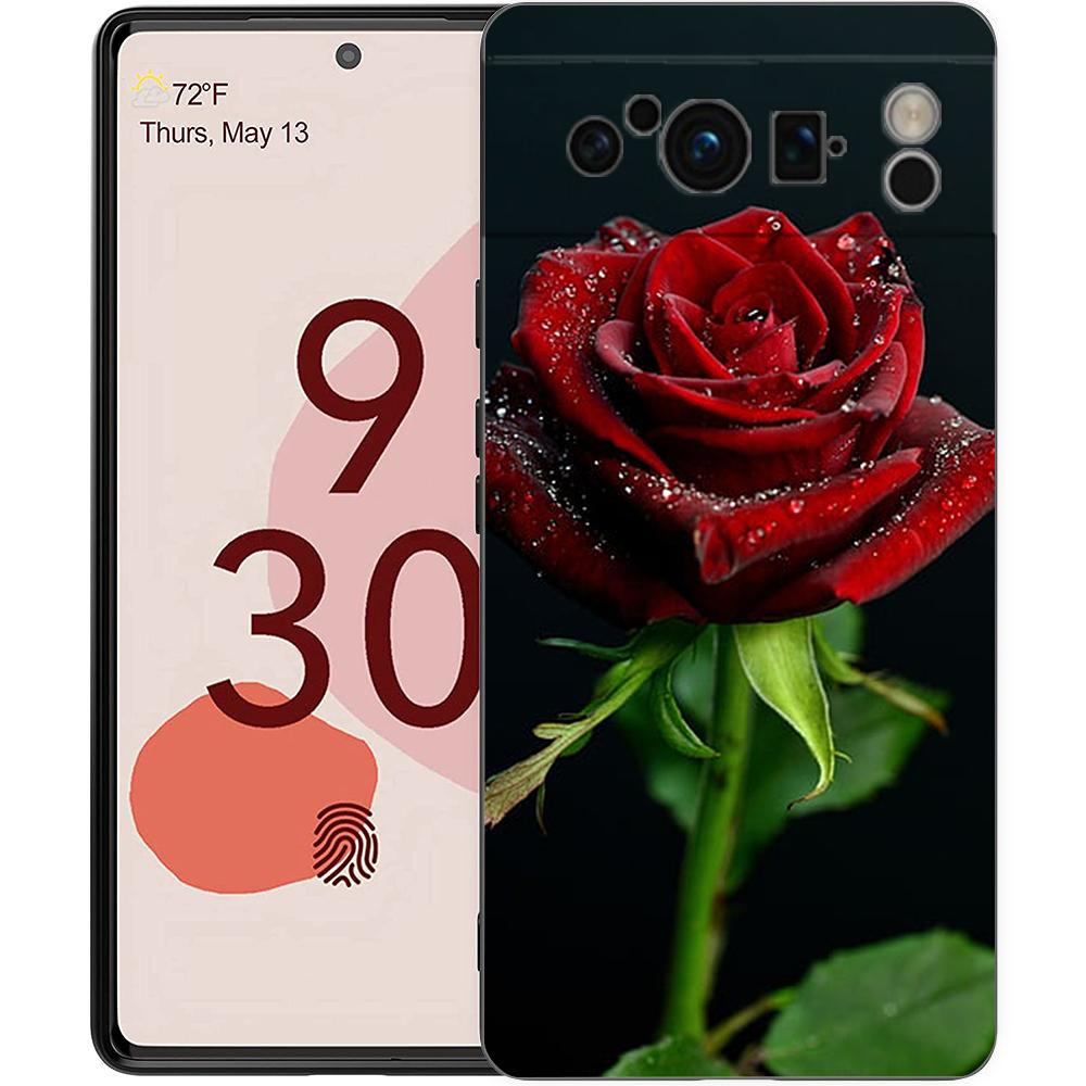 

Чехол для телефона Google Pixel 8 A 7 6 Pro 6A 5G, черный, мягкий противоударный чехол из ТПУ, красивая красная роза с цветами Pixel 7A