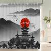 Japanese-style Shower Curtain 3d Ink Painting Bathroom Curtain Waterproof  With Hooks 180*240CM Shower Curtain Polyester Fabric